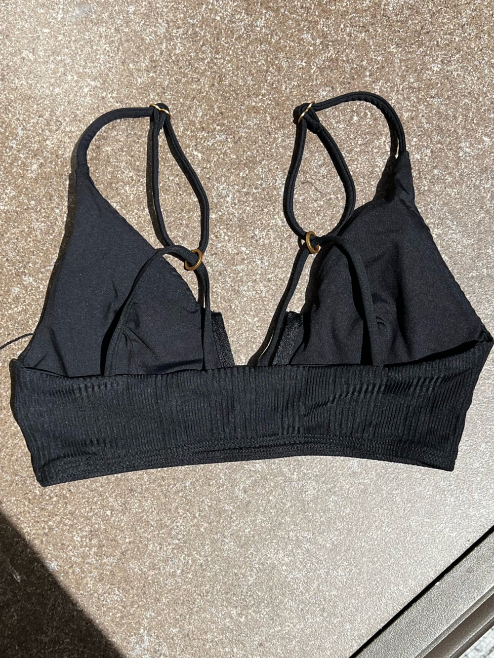 🌻EUC L*Space Siren Ribbed Bikini Top Black Strappy Swim Bralette Top Size M - Picture 4 of 6